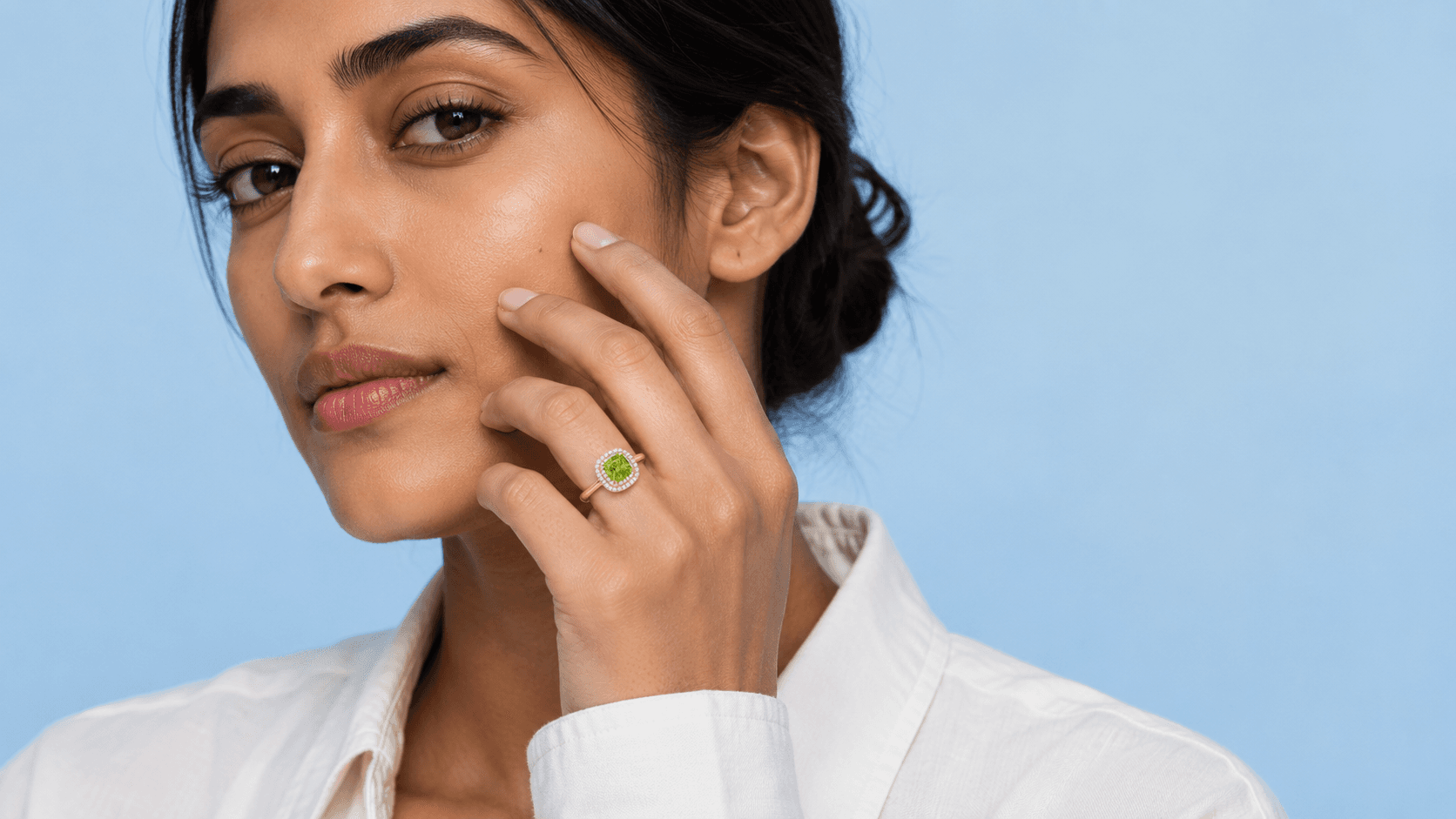 Bague Florence — péridot taille coussin